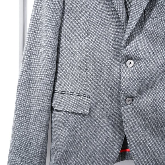 ARI Men's Medium Italian Gray and Blue Print Two Button Front Blazer - Picture 4 of 10